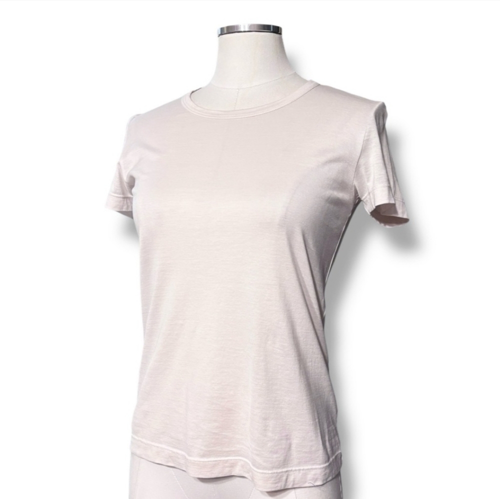 JIL SANDER Pale Pink Crew Neck Short Sleeve Top Vintage Wash